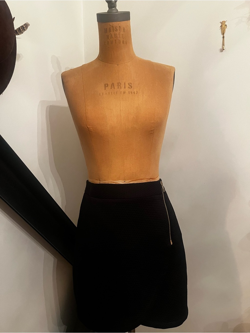 Ted Baker London Black Mini Skirt with Side Zip Detail and back pockets